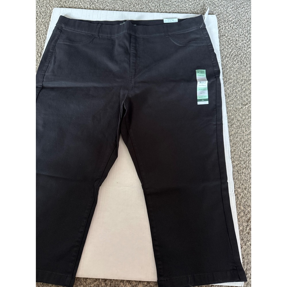 Terra & Sky Black High Rise Capri Jeggings Plus Size 3X 24W-26W NEW - Picture 2 of 5